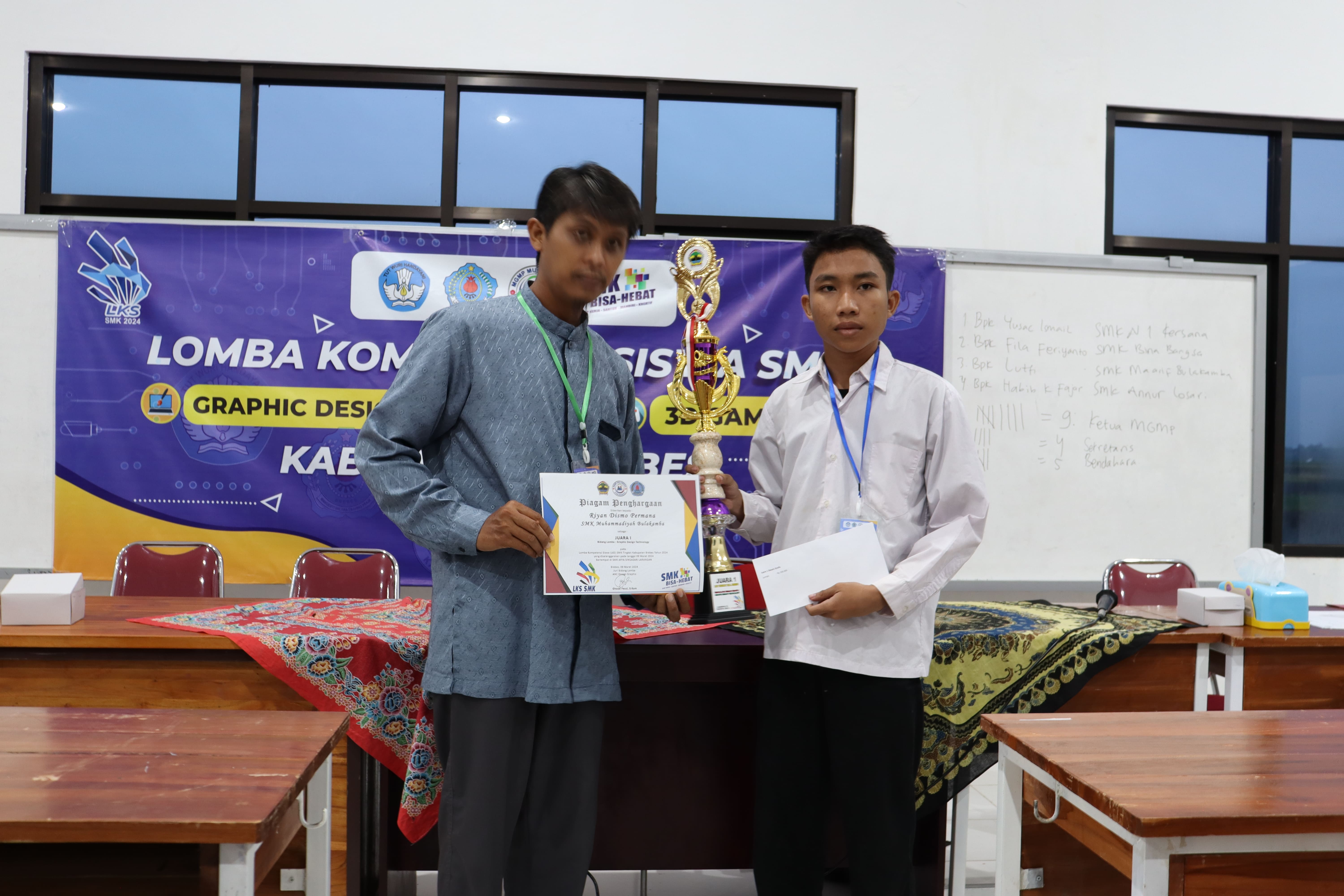 SISWA SMK MUHAMMADIYAH BULAKAMBA MERAIH JUARA 1 LKS TINGKAT KABUPATEN
